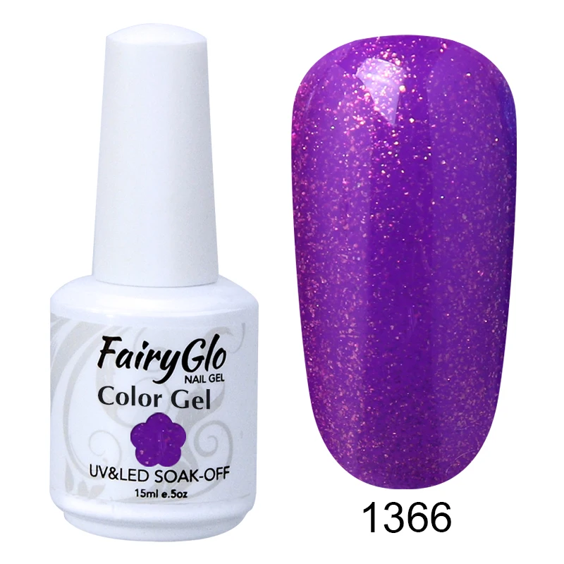 FairyGlo, 15 мл, гель для ногтей, чистый цвет, белая бутылка, замачивается, УФ-светодиодный, гибридный лак, Гель-лак, Гель-лак для ногтей, грунтовка, основа - Цвет: 1366