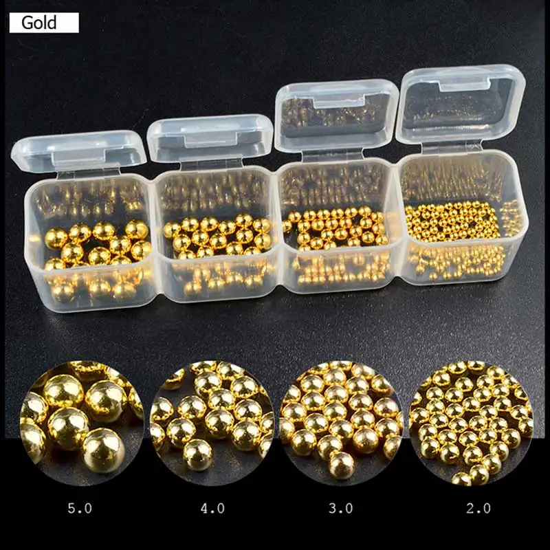 02 Gold Смешанные Размеры Сталь бусины, шпильки для ногтей серебристый, черный розовое золото 3d ногтей икра металлические украшения для ногтей для Аксессуары для самостоятельного маникюра - Цвет: 02 Gold