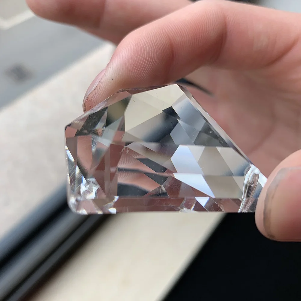 48MM Clear Faceted Glass Diamond Shaped Pendant Crystal Chandelier Prism Lamp Part Hanging Suncatcher