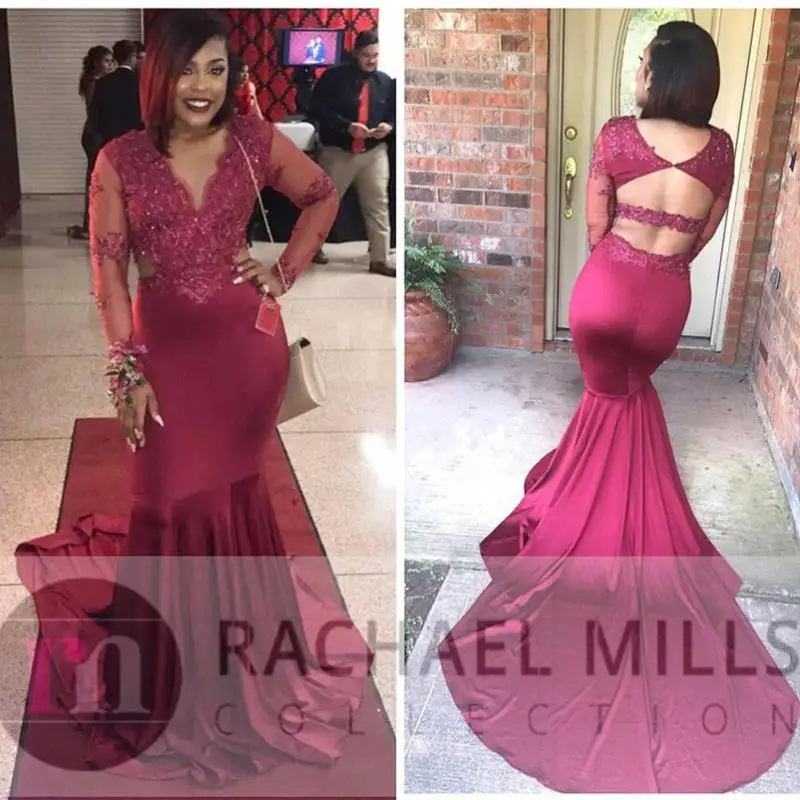 

Modest African Burgundy Mermaid Prom Dresses 2021 Abiti Da Cerimonia Da Sera Long Sleeve Imported Party Dress Formal Evening