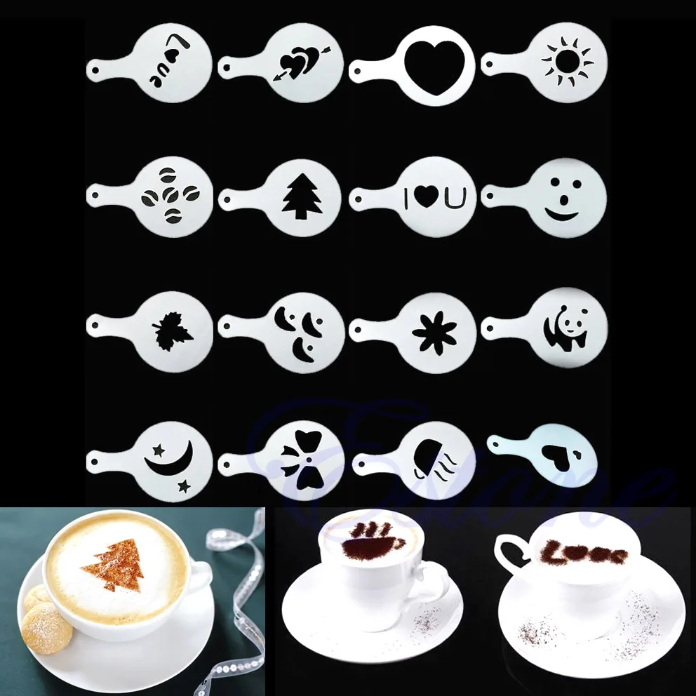 Трафареты для кофемашины Barista 16 трафаретов шаблоны подушечки с цветочным принтом