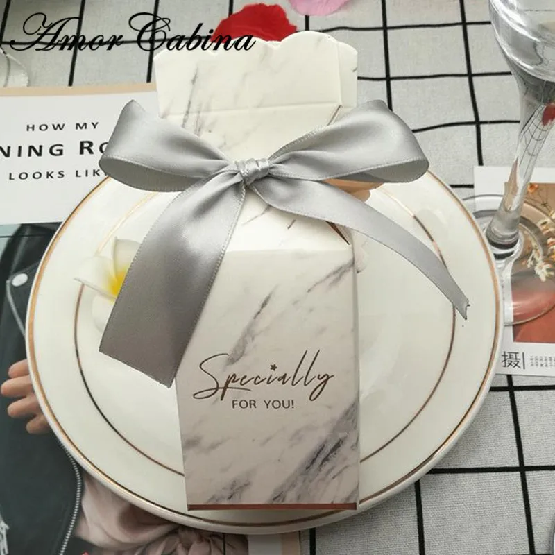 50 шт. креативная форма вазы серый мрамор Романтическая Свадебная коробка для