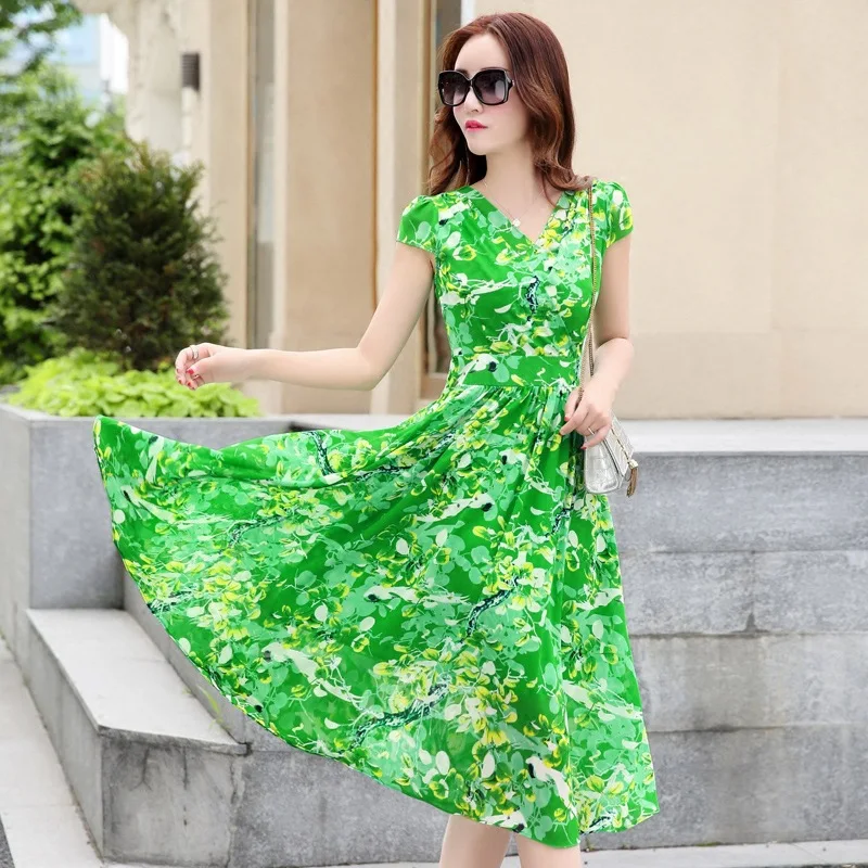 Женское шифоновое платье с V образным вырезом принтом|sexy summer dress|bohemian dresssummer dress |