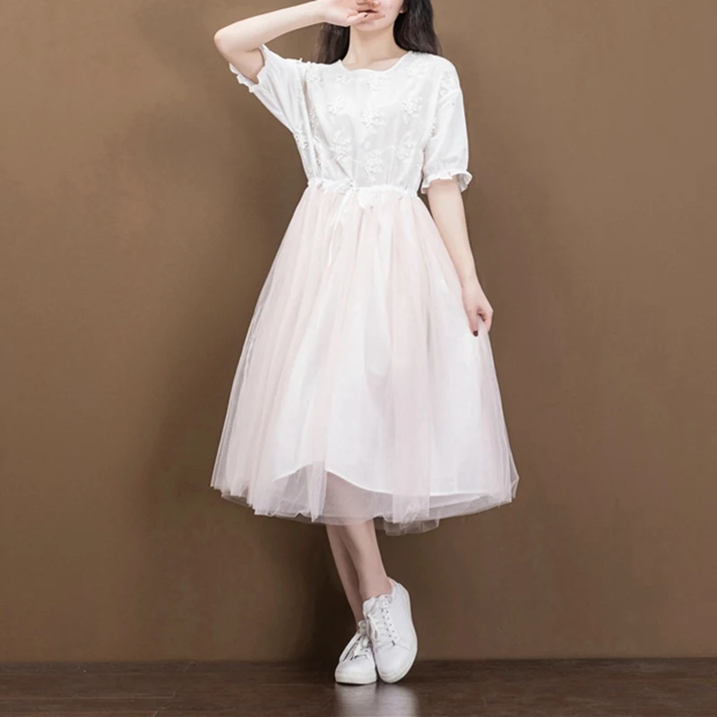 Летнее пляжное платье с цветочным принтом для женщин хлопковое Сетчатое О