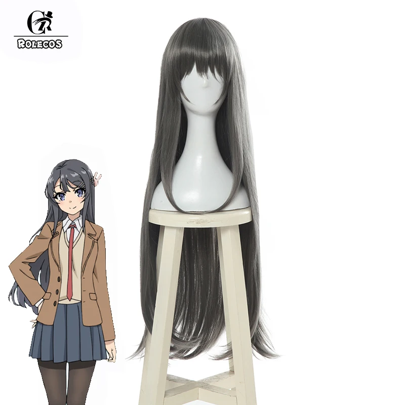 ROLECOS Seishun Buta Yarou wa Bunny Girl Senpai no Yume wo Minai Косплей волосы Mai Sakurashima 80 см темно серый