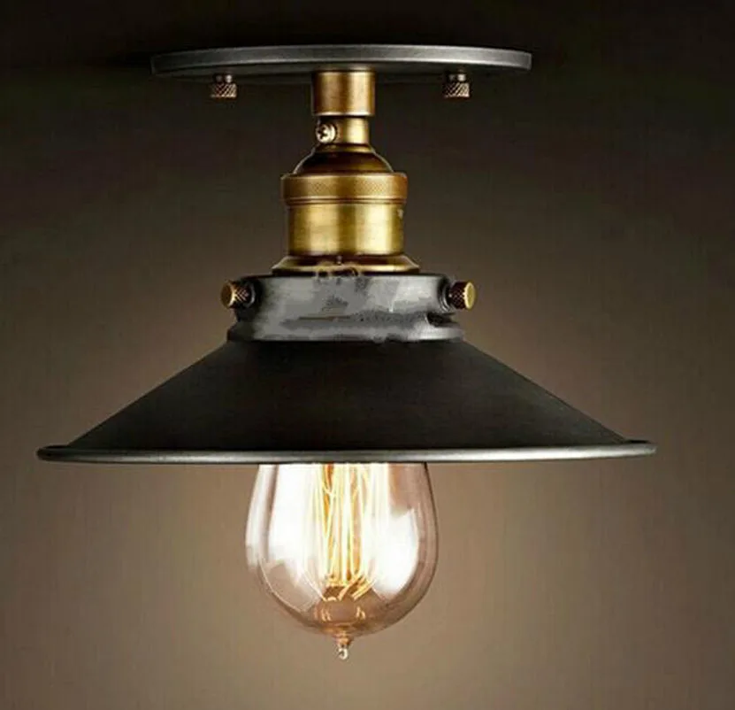 

retro ceiling lamp balcony aisle corridor small black skirt ceiling lamp personality UFO lamps American country AC90-260V