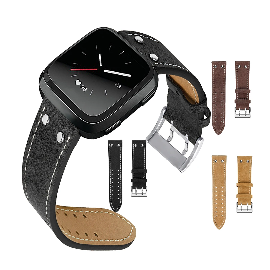 Новинка 2018 HAOBA ремешок из натуральной кожи спортивные часы Браслет для Fitbit Versa