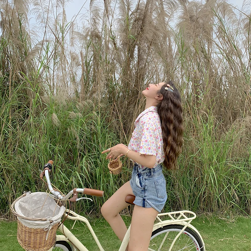 2019 корейский стиль летние винтажные шифоновые рубашки женская с короткими