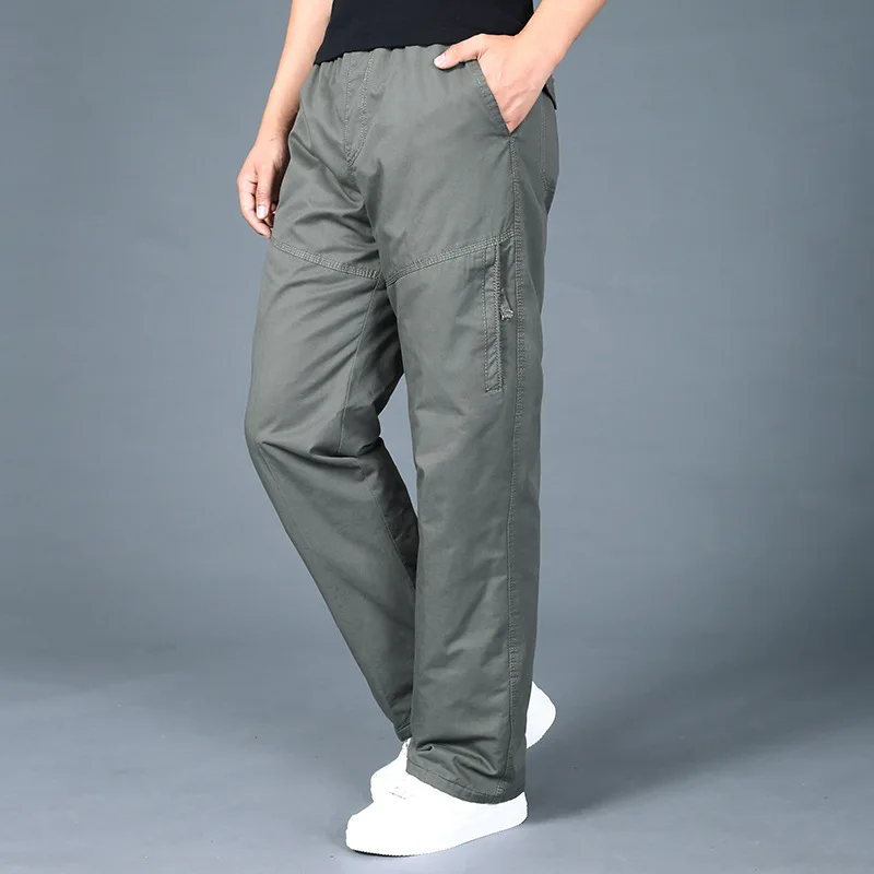 Мужские брюки-карго с боковой молнией, повседневные хлопковые тактические брюки свободного покроя с карманами, длинные брюки для бега, Осен...
