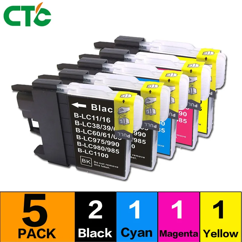 5 шт. для LC39 LC60 LC985 LC975 Совместимость с Brother DCP-J125 J315W J515W J140W MFC-J265W J410 J415W J220 |