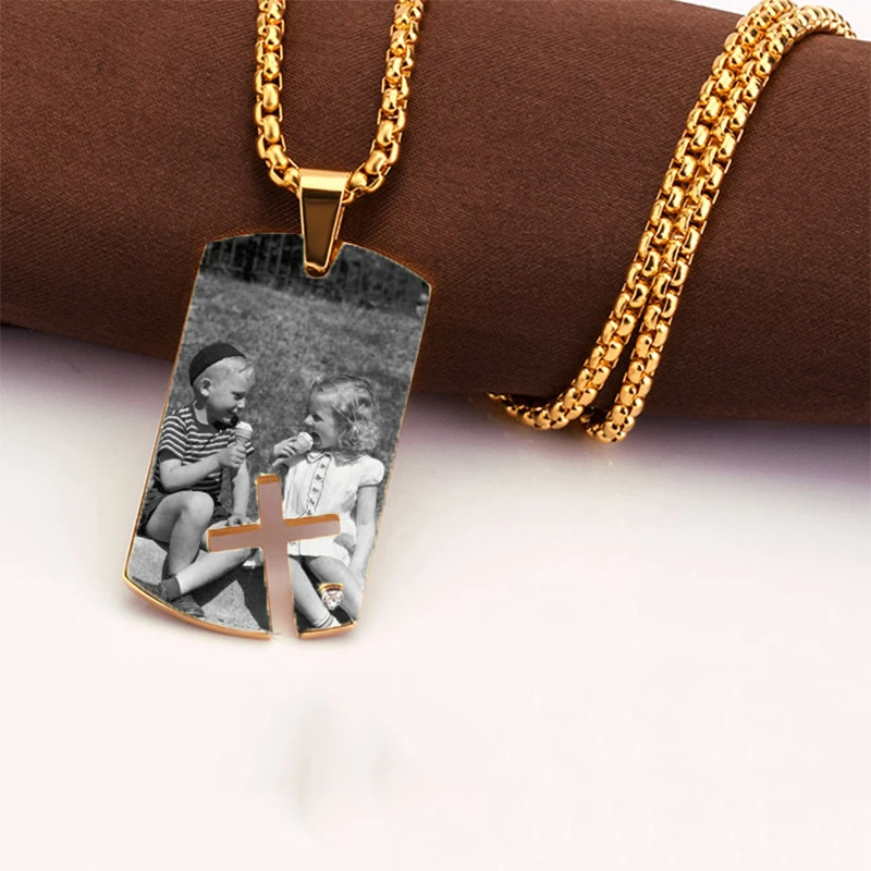 Ожерелье с гравировкой имени фото и идентификационной биркой из нержавеющей