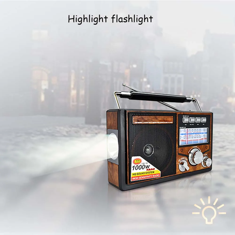Радиоприемник JINSERTA FM/AM/SW в стиле ретро mp3 плеер с фонариком функция записи