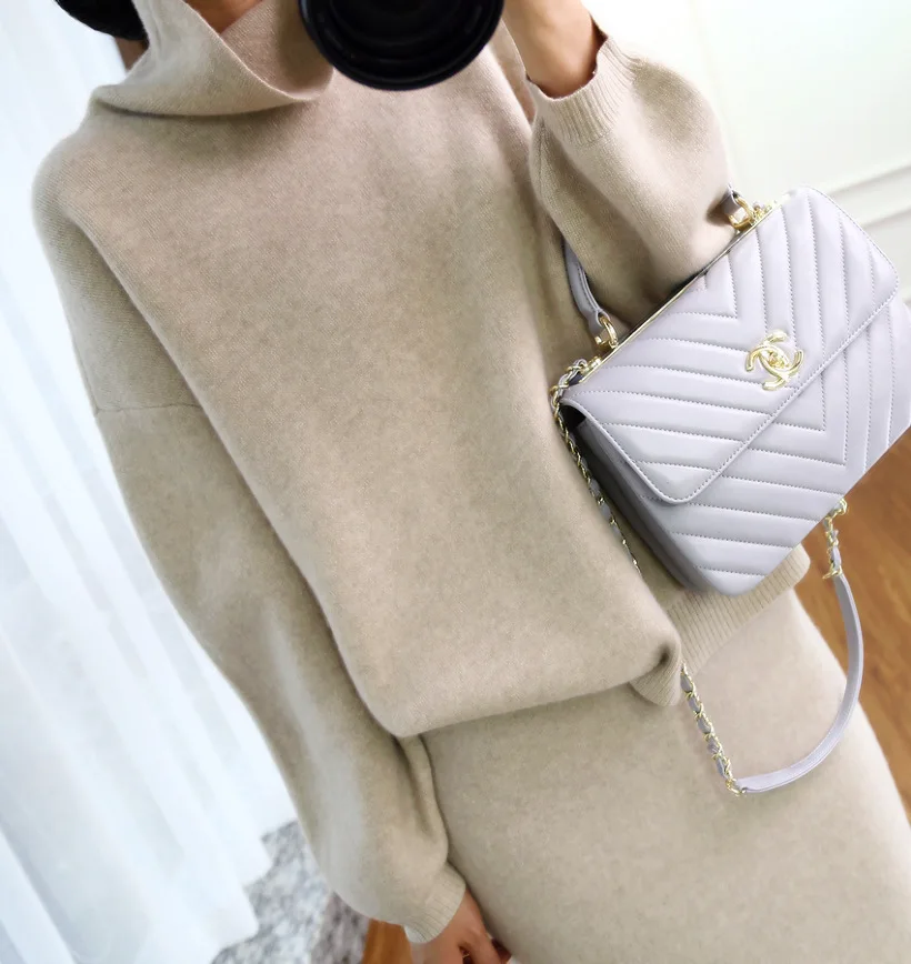 Осень зима 2019 кашемировый свитер с высоким воротником Корейская версия