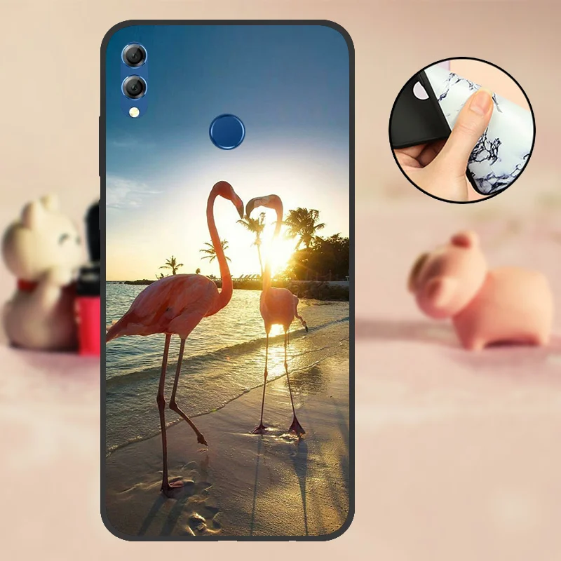 AHBNV Чехол для huawei Honor 8X черный мягкий Силиконовый ТПУ чехол из ТПУ чехол для huawei Honor 8X бампер с милым рисунком черный чехол - Цвет: AHBNV