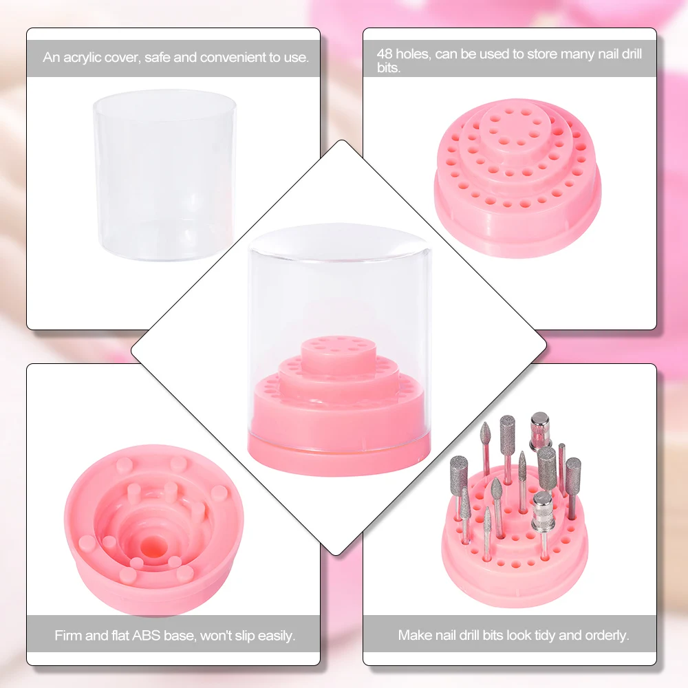 Держатель для фрез ногтей с 48 отверстиями подставка акриловым покрытием