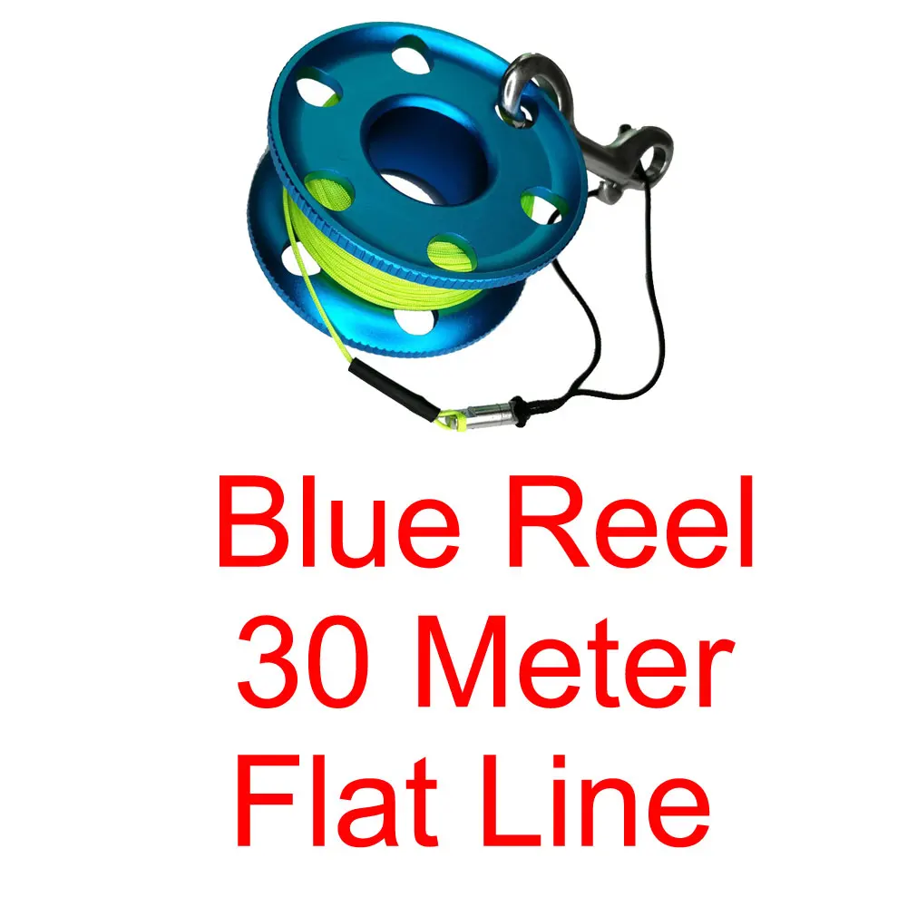 Blue 30M Flat Line Подводная катушка для дайвинга катушка с нержавеющая сталь защелкивающийся зажим болта SMB безопасная колбаса пальчиковая катушка для подводного ныряльщика подводного плавания - Цвет: Blue 30M Flat Line