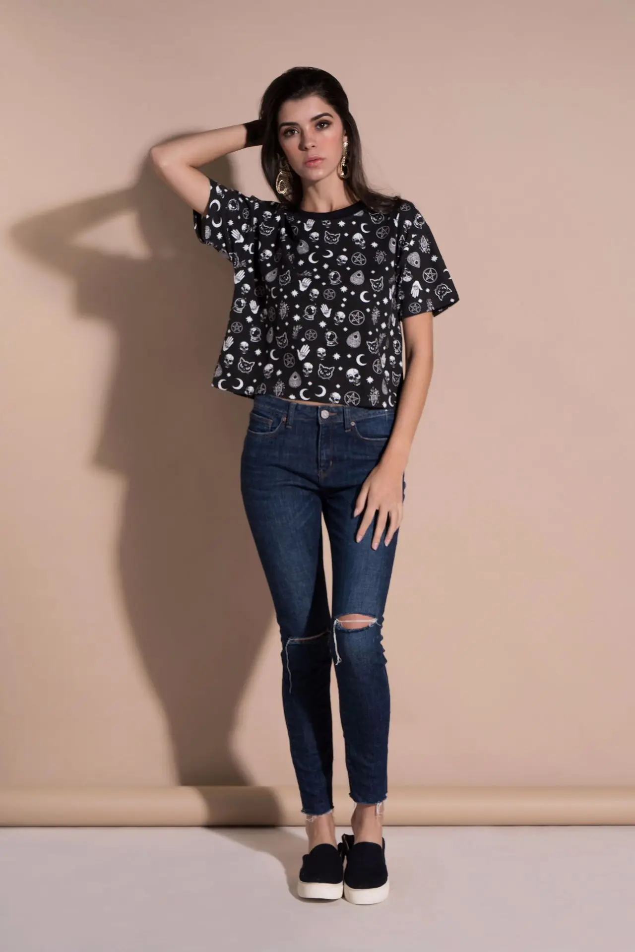 Мода o образным вырезом футболка с короткими рукавами Женская Повседневная для