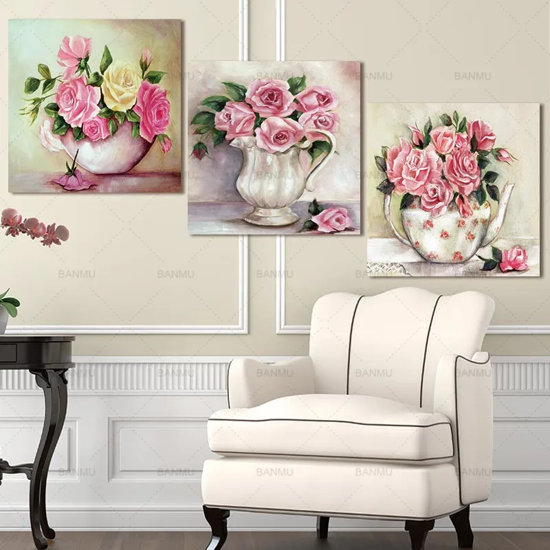 Современные искусственные настенные картины 3 панели Настенная картина на