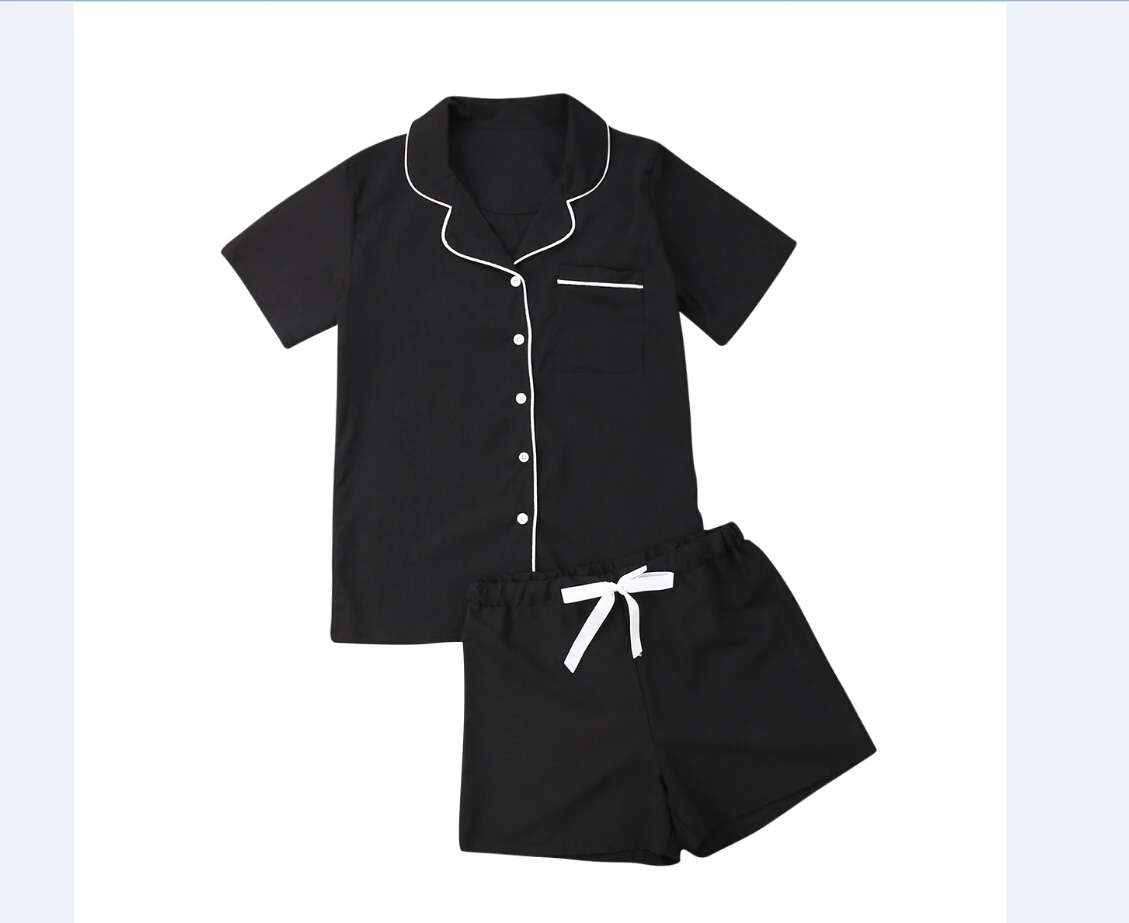 

Summer Women's Pajamas Set Short Sleeves Sleepwear Tops+Pants Homewear Nightwear