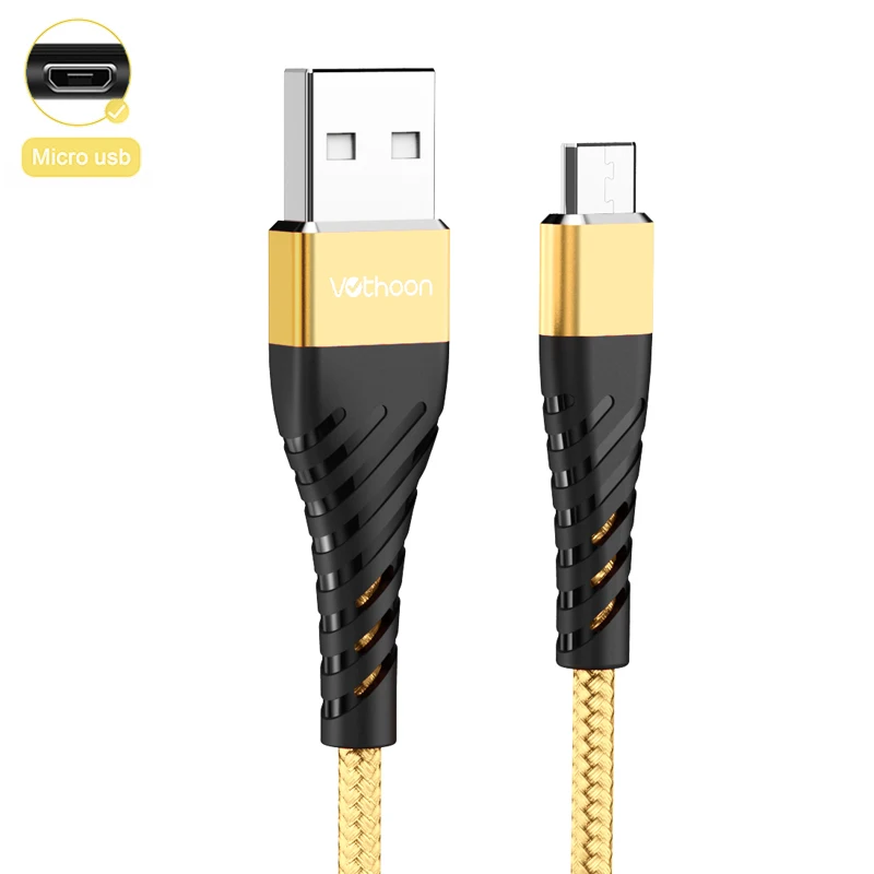 Gold Vothoon микро USB кабель 3A Быстрая зарядка микро данных USB кабель для samsung Xiaomi huawei Android мобильный телефон зарядное устройство кабель Шнур - Цвет: Gold