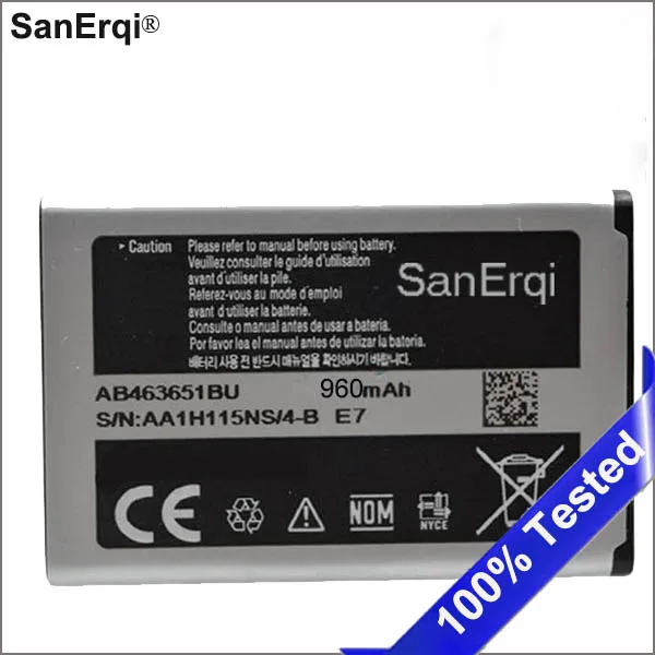 Аккумулятор AB463651BU 960 мАч для Samsung S3650 S5600 S5610 S5630C S5560C C3370 C3200 C3518 F400 F408 F270 S5296