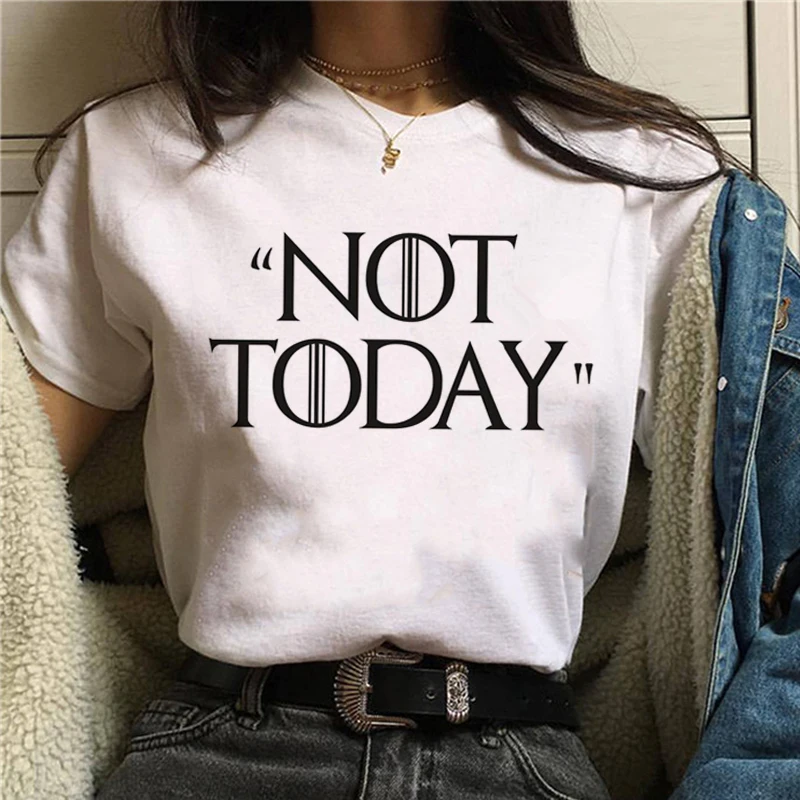 Not Today футболка с надписью Arya Stark для женщин Nope Not Today satan Harajuku графическая футболка Ullzang милый кот футболки женские