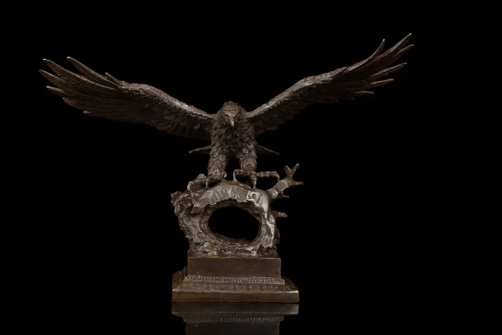 Arts Crafts Copper Durable Casting Bronze Flying Glede Vintage Brass Eagle Sculpture Statue With Base Hawk Figurin | Дом и сад