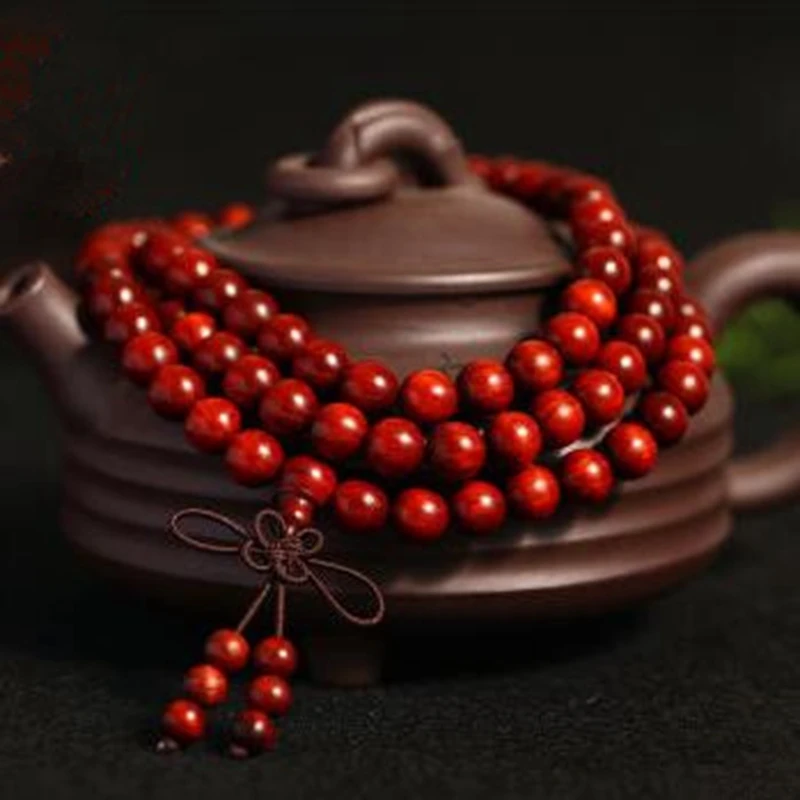 Free shipping lobular red sandalwood bracelets high oil density pug lovers beads rosary bracelet 108 gift wood | Украшения и
