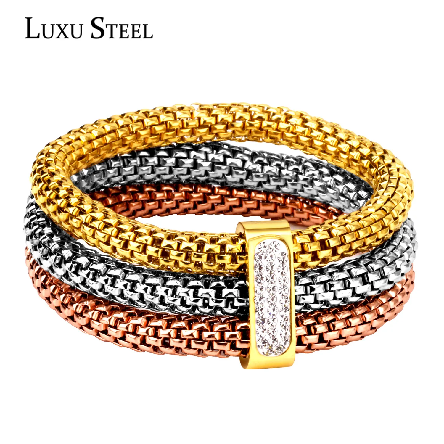 Роскошный браслет цепочка в виде змеи и с круглым кристаллом золотого