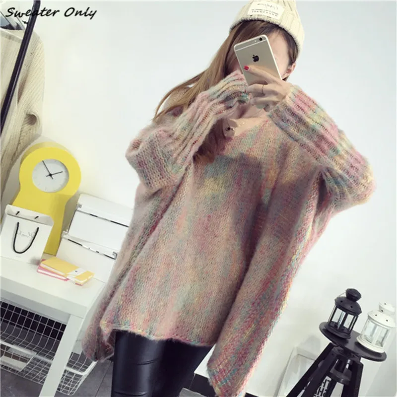 Женский трикотажный пуловер с рукавом летучая мышь на осень/зиму | Женская одежда