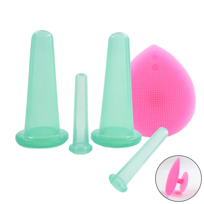 Вакуумный массаж для лица Set массажный Набор и глаз с силиконовой очищающей