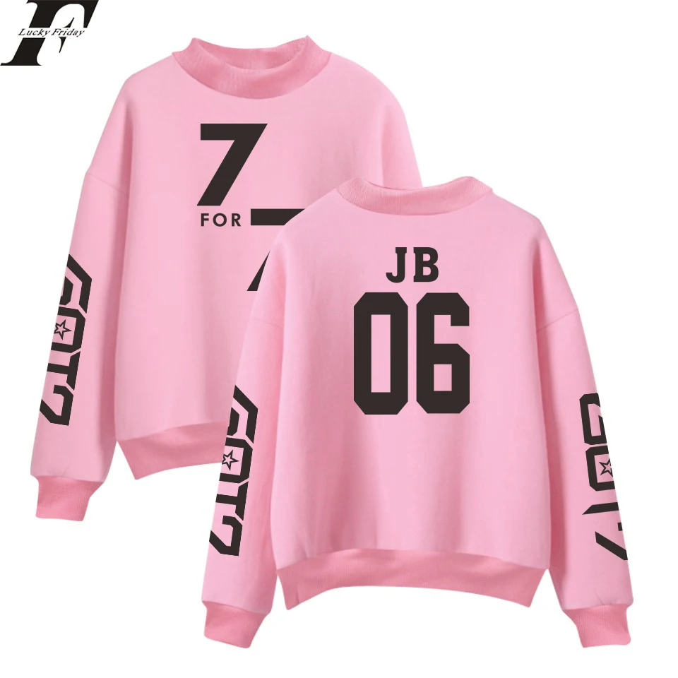 

GOT7 7FOR7 K-pop Spring Oversized Turtlenecks Sweatshirts Women Outdoors Printed Sweatshirts Pullover Streetwear JACKSON JB