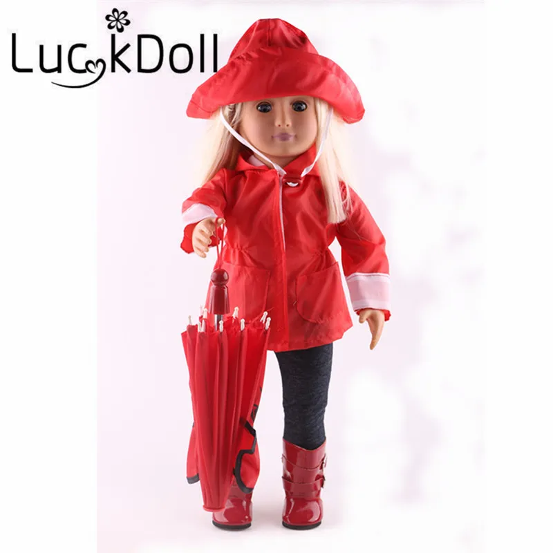 LUCKDOLL комплект из шести предметов дождевик 18 дюймов американские кукольные