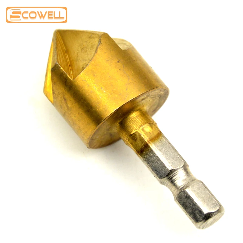 Набор сверл с зенковкой 5 шт. 1/4 дюйма шестигранный хвостовик HSS канавок 90 градусов