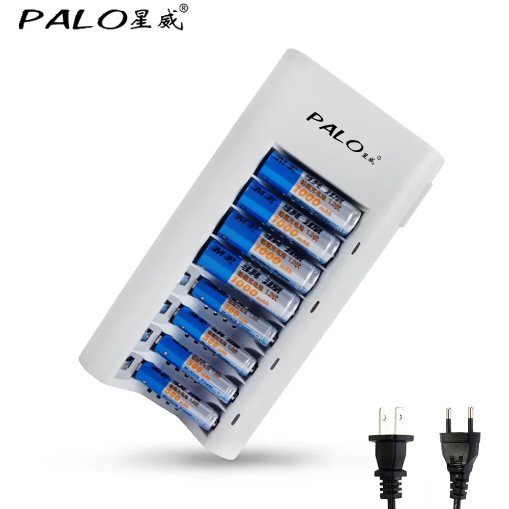 Оригинальное зарядное устройство PALO C808W с 8 разъемами для аккумуляторов AA/AAA NiCd NiMh