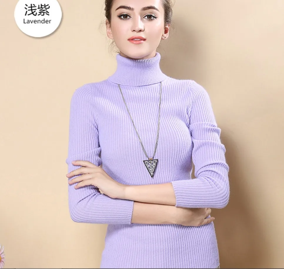 2017 кашемировый свитер с высоким воротником женский тонкий пуловер утепленная