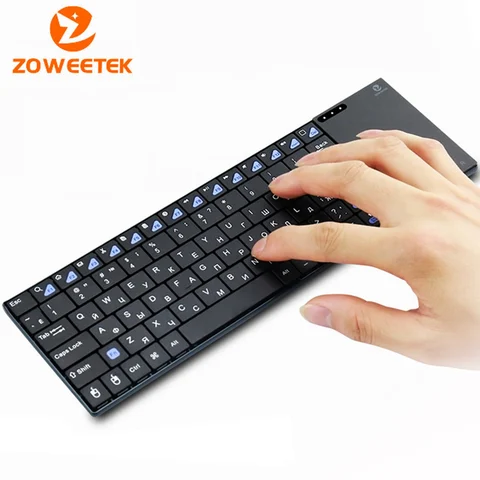 Оригинальная беспроводная клавиатура Zoweetek i12plus, испанская, английская, немецкая, 2,4 ГГц с тачпадом, мышь для ПК, планшета, Android TV Box IP TV
