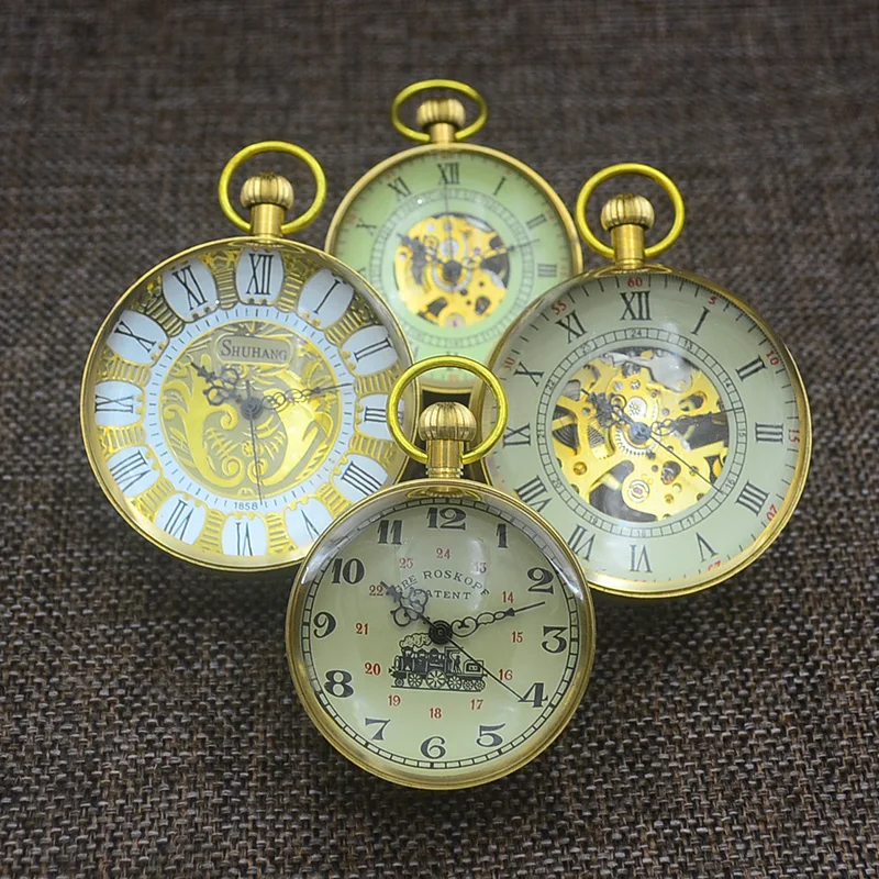Модные карманные часы со стеклянным шаром старинные ретро механические с