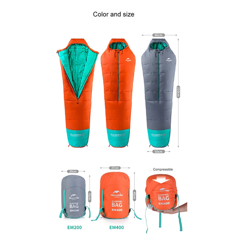 Naturehike легкий спальный мешок Мумия Открытый Кемпинг портативный хлопок