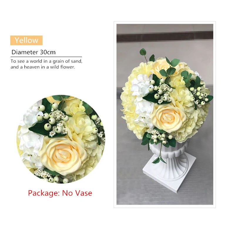 Yellow 10 шт. 30 см новые искусственные римские колонны цветок шар Шелковый цветок для свадебного украшения Дорога свинец дома вечерние Фотографии Декор - Цвет: Yellow