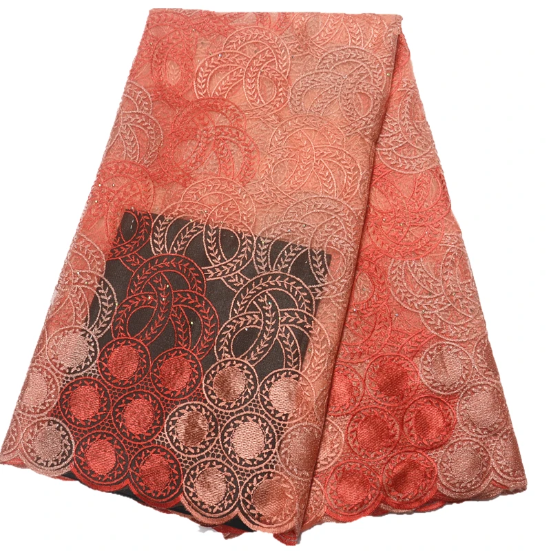 

Hot selling african lace fabric 2019 high quality lace embroidered french net lace fabric for women garment material 5yards