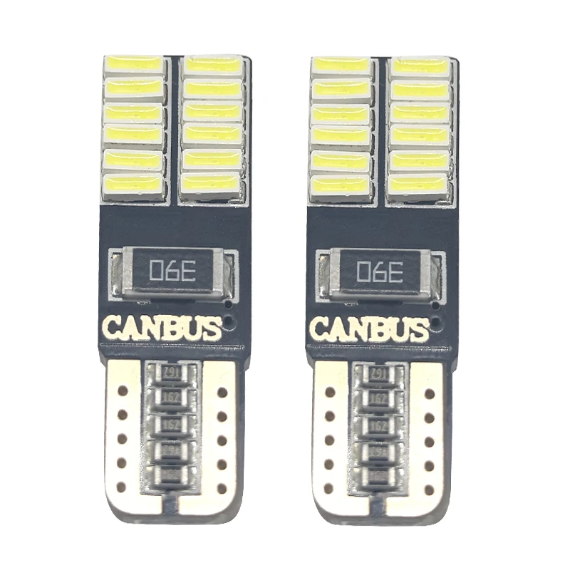 2 шт. лампа для багажника led T10 24 SMD 3014 чипов Больше цветов CanBus w5w подсветка