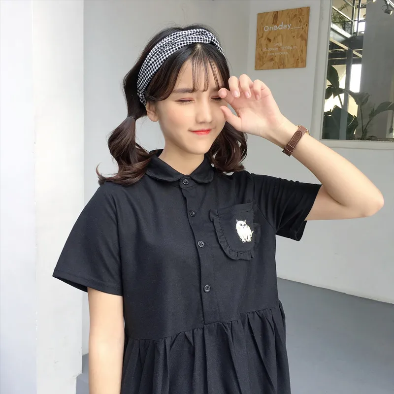 Розовое милое платье с вышивкой в виде кота женские платья Ins Girl Kawaii Ulzzang Женская