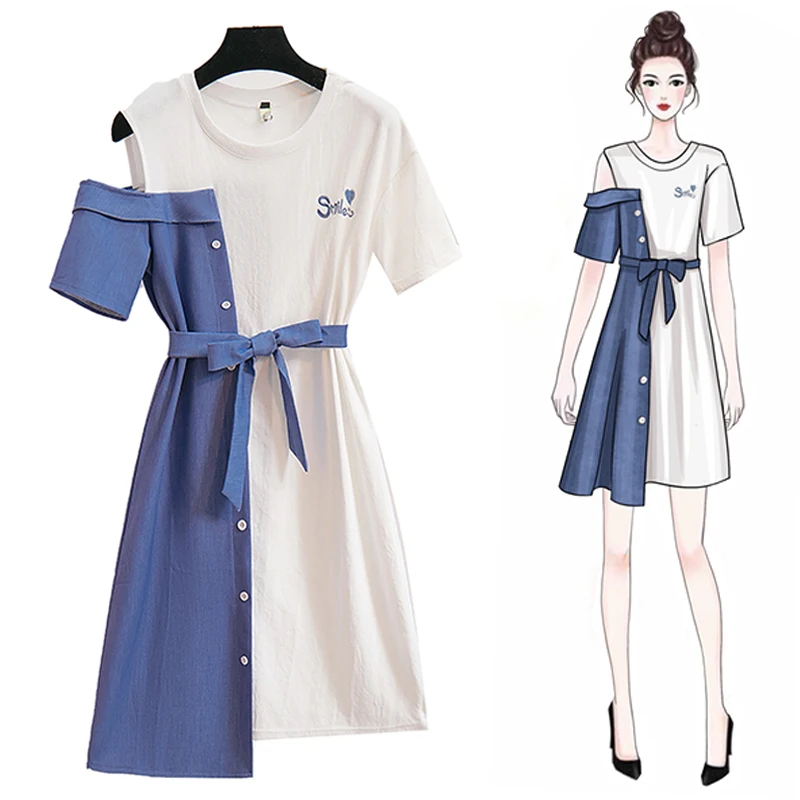 Trytree/летнее платье для женщин Повседневная Асимметричная хлопковая Футболка с