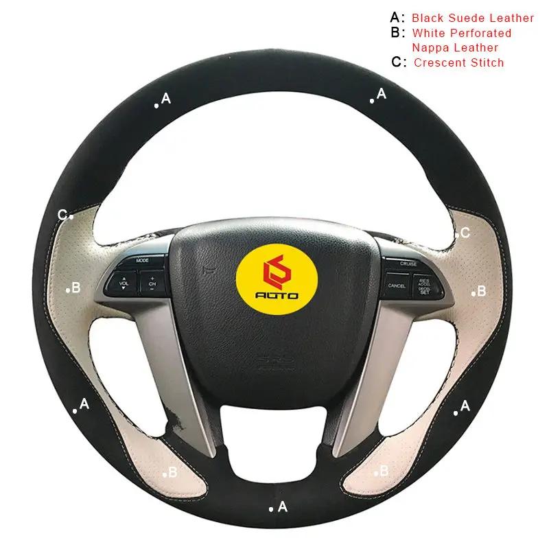 Nappa and Suede Ручной швейный чехол рулевого колеса автомобиля для Honda Accord 8 2008-2013 Odyssey 2011- Pilot Авто оплетка на крышку рулевого колеса - Название цвета: Nappa and Suede