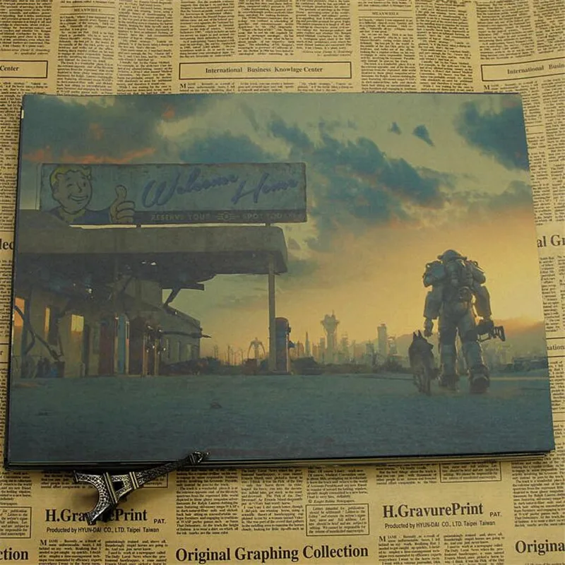 Винтажный игровой плакат Fallout 3 4, детская комната, домашний декор, игровой рисунок, ретро крафт настенная бумажная наклейка, декоративные наклейки на стены