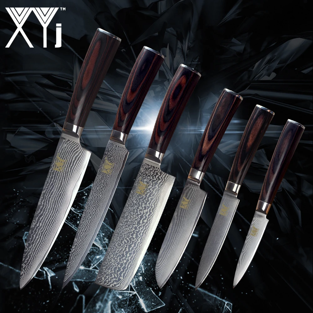 XYj Новое поступление 2018 строительные модели VG10 дамасская сталь цвет деревянная