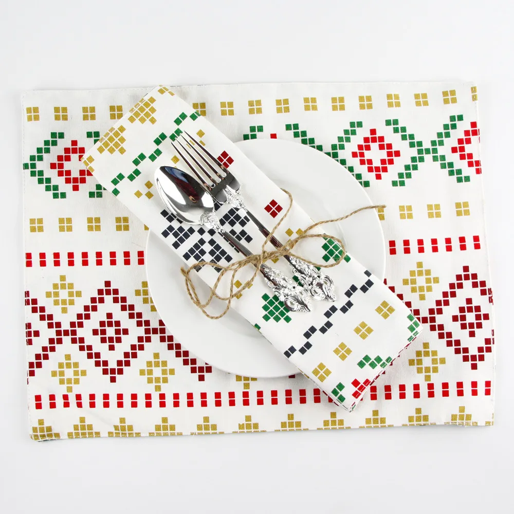 Двухсторонний коврик из хлопка и льна с геометрическим принтом изоляционный для