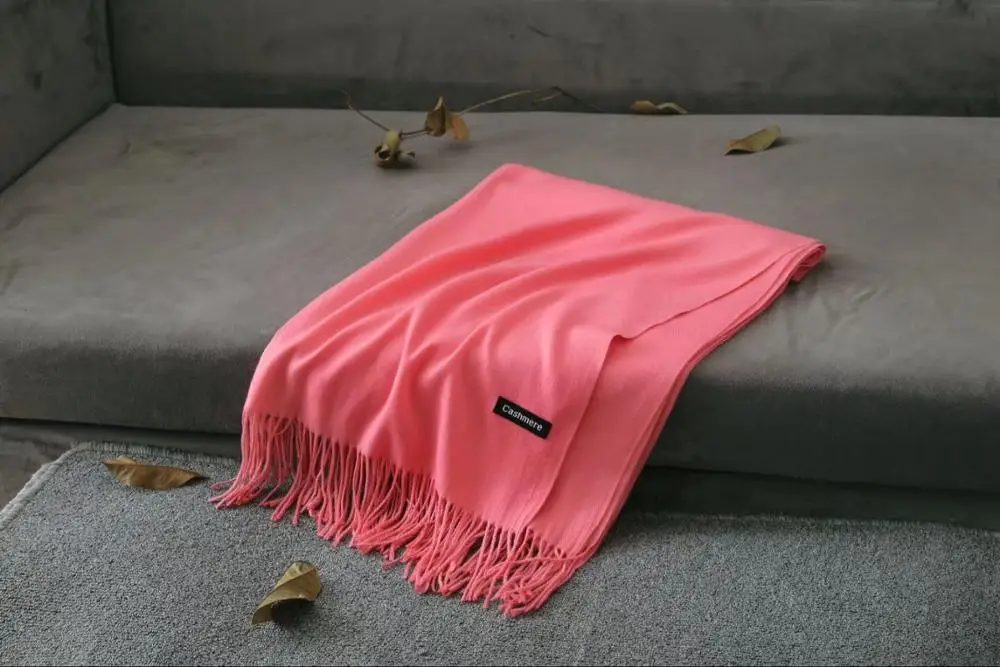 watermelon red Роскошный шарф, однотонный кашемировый шарф, кашемировый шарф из пашмины, женская накидка, пончо, шали и шарфы, зимняя кашемировая шаль, бандана - Цвет: watermelon red