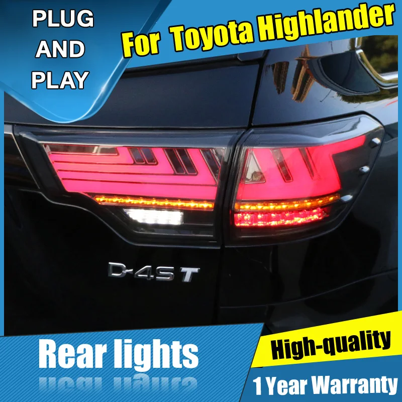4PCS Car Styling for Toyota Highlander Taillights 2014-2018 LED Tail Lamp+Turn Signal+Brake+Reverse light | Автомобили и